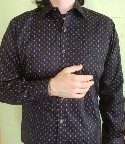 Customer photo review of Camisa Casual Slim Detalles Café