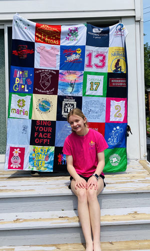 T-shirt quilt with travel, family themes by Lisa from MO
