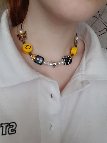 Customer photo review of Omirad Butterfly Skull Dice Pearl Smiley Necklace/Bracelet