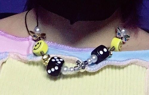 Customer photo review of Omirad Butterfly Skull Dice Pearl Smiley Necklace/Bracelet