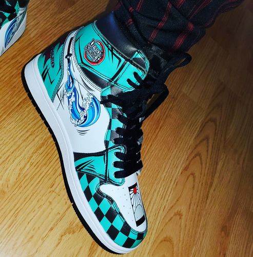 Customer photo review of Tanjiro Water Breathing Sneakers Demon Slayer Custom Anime Shoes