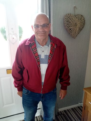 Customer photo review of Mens Classic Harrington Jacket - Burgundy