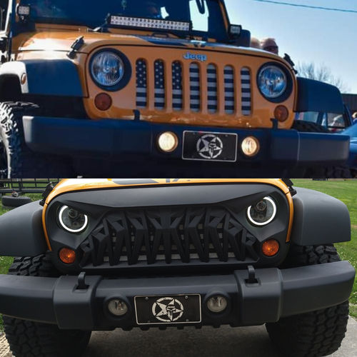 Customer photo review of Halo Headlights & Shark Grille Combo for 07-18 Wrangler JK