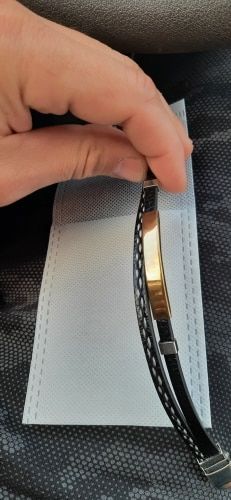 Customer photo review of Bracelet homme personnalisable en simili cuir et acier chirurgical