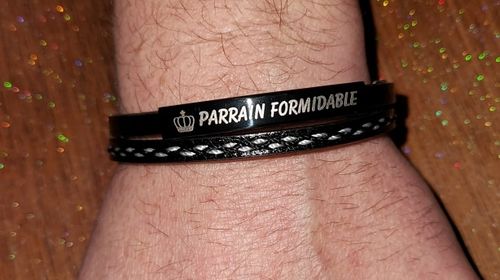 Customer photo review of Bracelet homme personnalisable en simili cuir et acier chirurgical