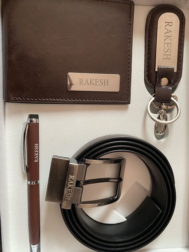 Customer photo review of Personalized Belt Keychain Wallet & Pen Combo Brown