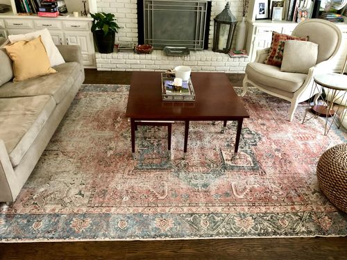 Customer photo review of Distressed Vintage Cezanne Terracotta Sky Area Rug