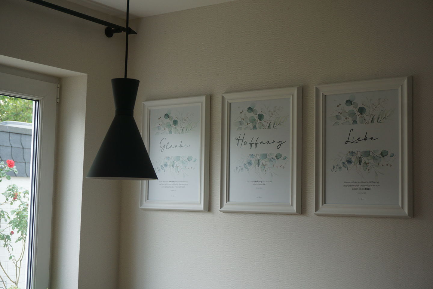 Customer photo review of Poster "Glaube Hoffnung Liebe" · 3er Set · Pflanzen Grün · A3 / A4 · Bibelvers Deutsch