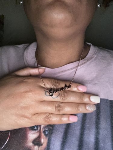 Customer photo review of Cursive Style Name Necklace