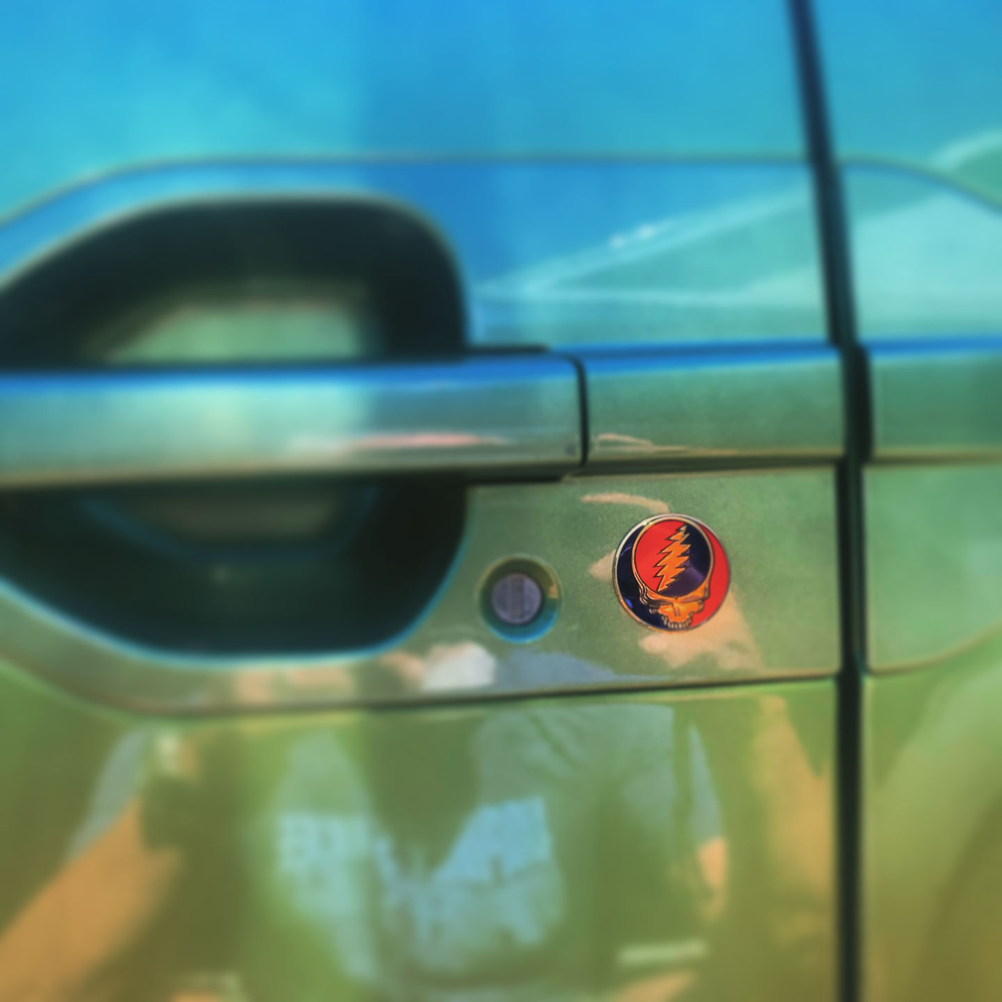 Customer photo review of Grateful Dead Metal Finish Steal Your Face Bumper Sticker