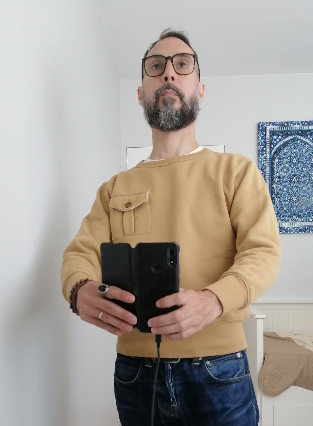 Customer photo review of Military Pocket Sweatshirt - Black