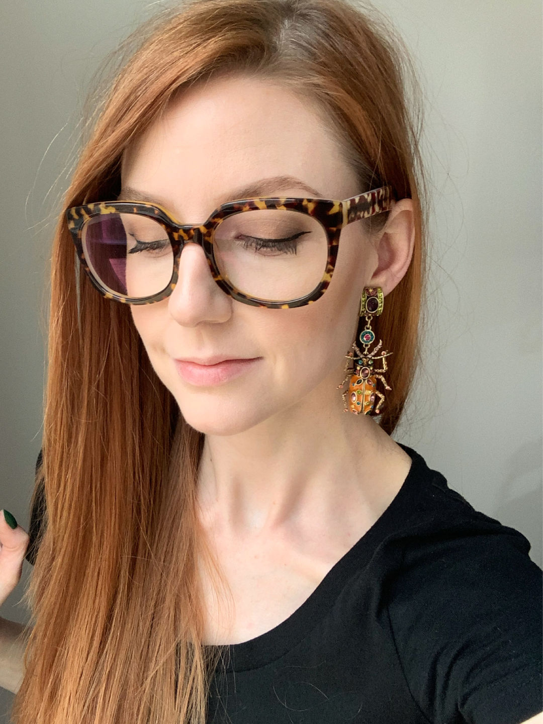 Customer photo review of HEIDI DAUS®"Big Critter" Enamel Crystal Critter Drop Earrings