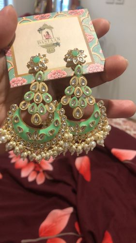 Customer photo review of Noor Meenakari Drop Earrings