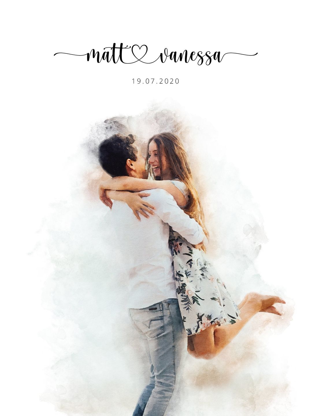 Customer photo review of Custom Engagement Anniversary Couple Portrait