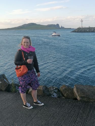 Customer photo review of Clarissa Navy Floral Midi Dress