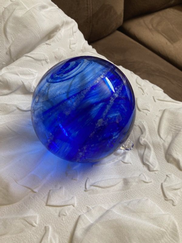 Customer photo review of Glass Christmas Ornament with Cremation Ashes