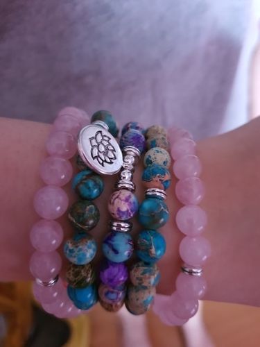 Customer photo review of Bracelet mala en Quartz rose, Amazonite, Jaspe impérial et Turquoise