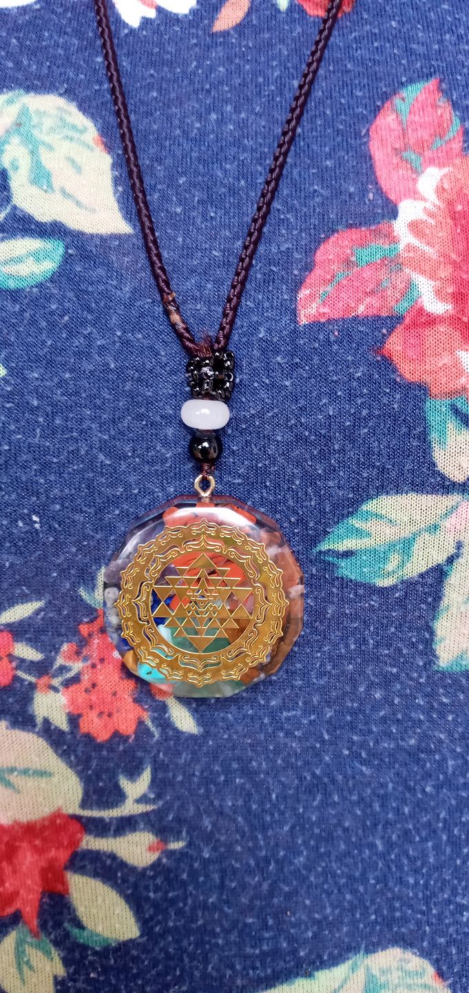 Customer photo review of Sacred Sri Yantra Orgonite Chakra Necklace