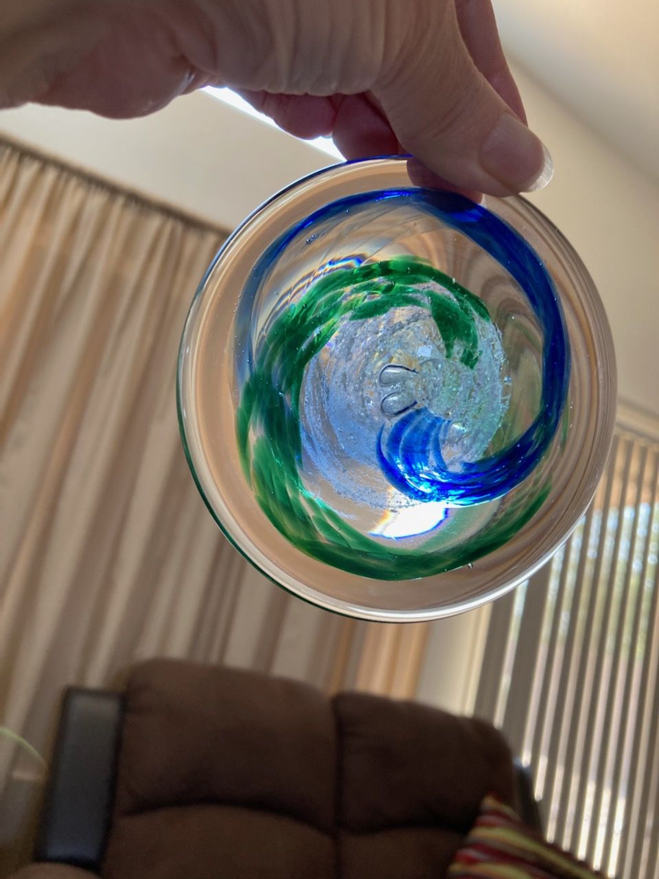Customer photo review of Glass Suncatcher with Infused Cremation Ash