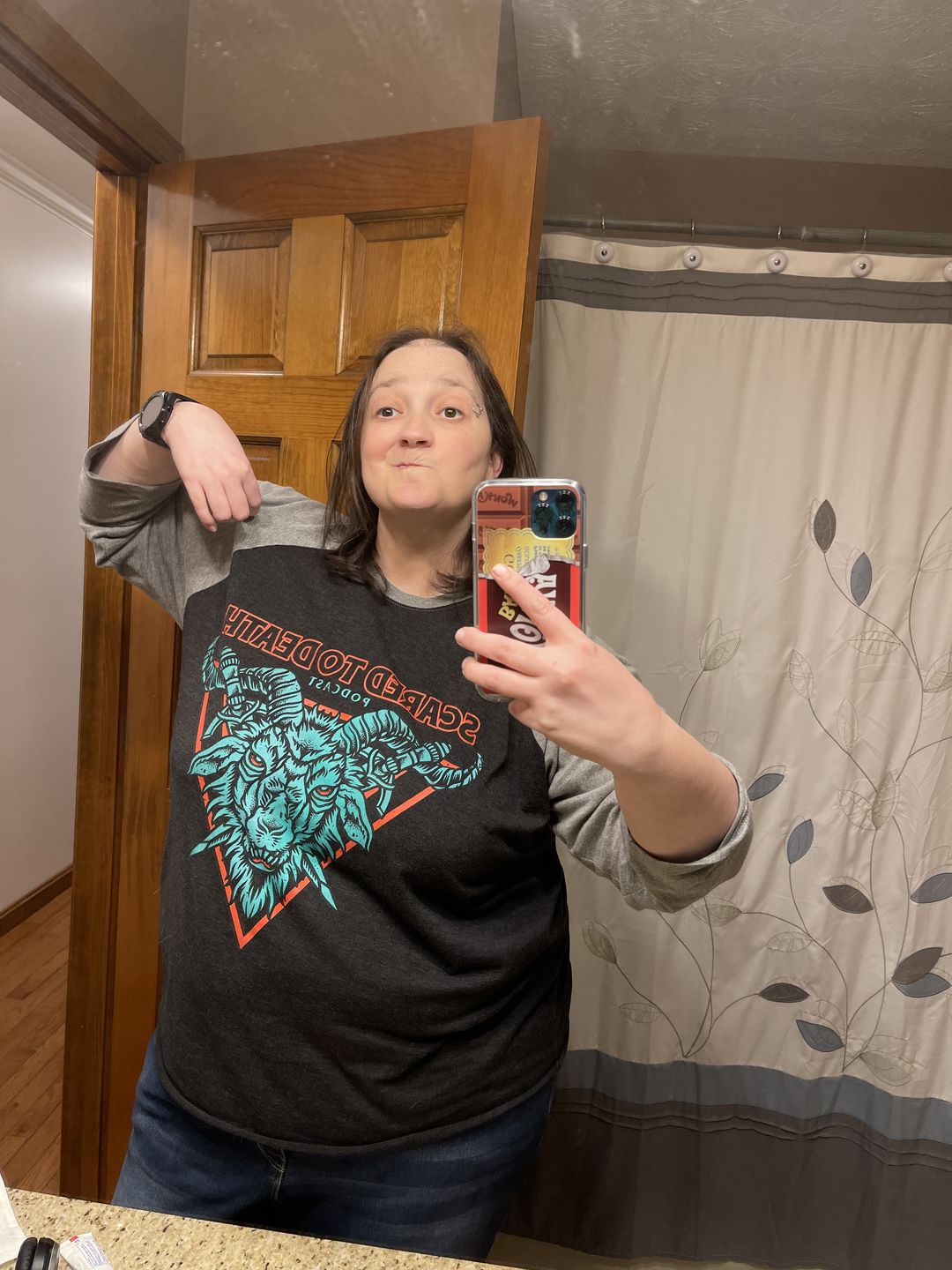 Customer photo review of Demon Knight Baseball Tee