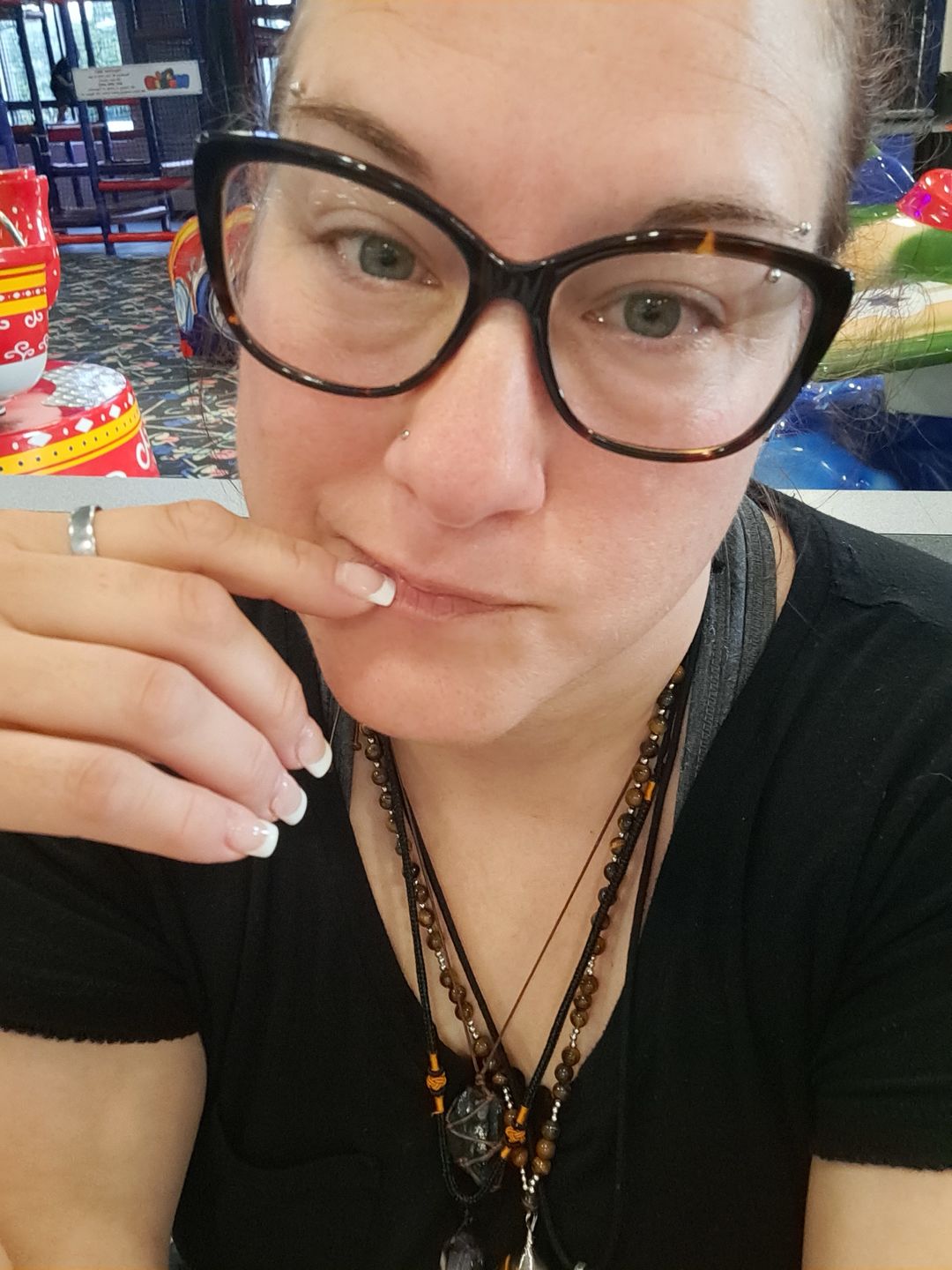Customer photo review of Raw Aquatic Fluorite Necklace