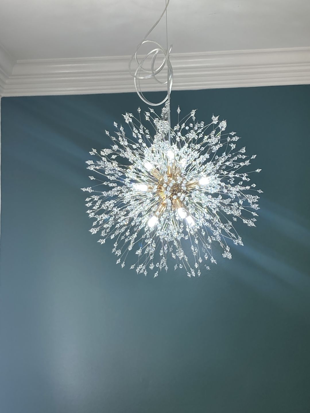 Customer photo review of Modern 9-Light Crystal Sputnik Chandelier