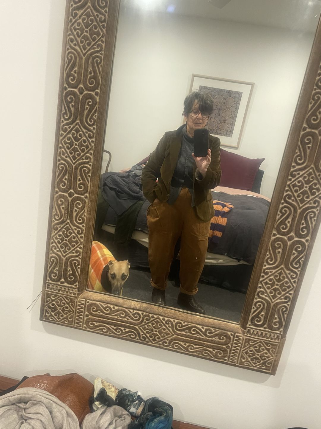 Customer photo review of Plus Size Spring Retro Corduroy Solid Color Pants