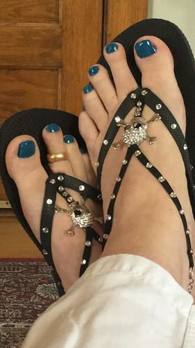 Customer photo review of Just Love Skulls Flip Flops