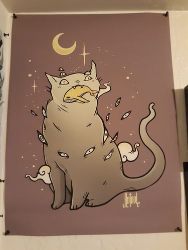 Customer photo review of Cat With Whale, Matte Art Print Poster