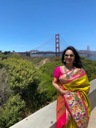 Customer photo review of ANTIQUE LIME GREEN AND PURPLE WOVEN PAITHANI SAREE WITH HEAVY ZARI BORDER AND PALLU