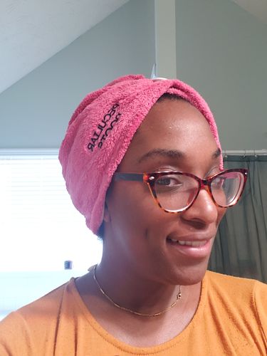 Customer photo review of Microfiber Turban Locs Towel (2 Colors)