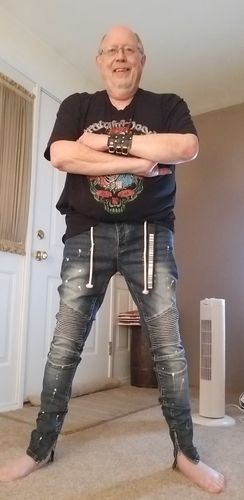 Customer photo review of Size Up Tri-Stretch Twilight Blue Biker Jeans