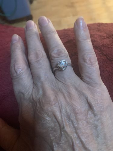 Customer photo review of Moissanite Heart-shaped Halo Sterling Silver Wedding Ring