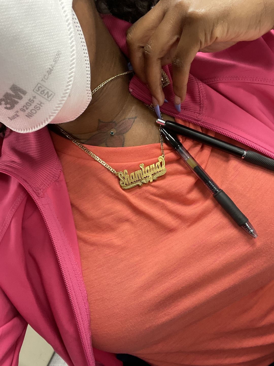 Customer photo review of Double plated luxe custom name necklace