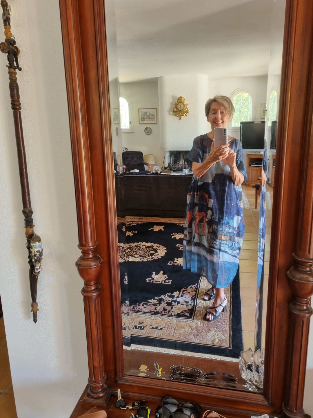 Customer photo review of Plus Size - Summer Short Sleeves Loose Prints Dress(Two Pieces)