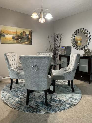 Customer photo review of Glamour I Light Gray Velvet Dining Chair (Set of 2)