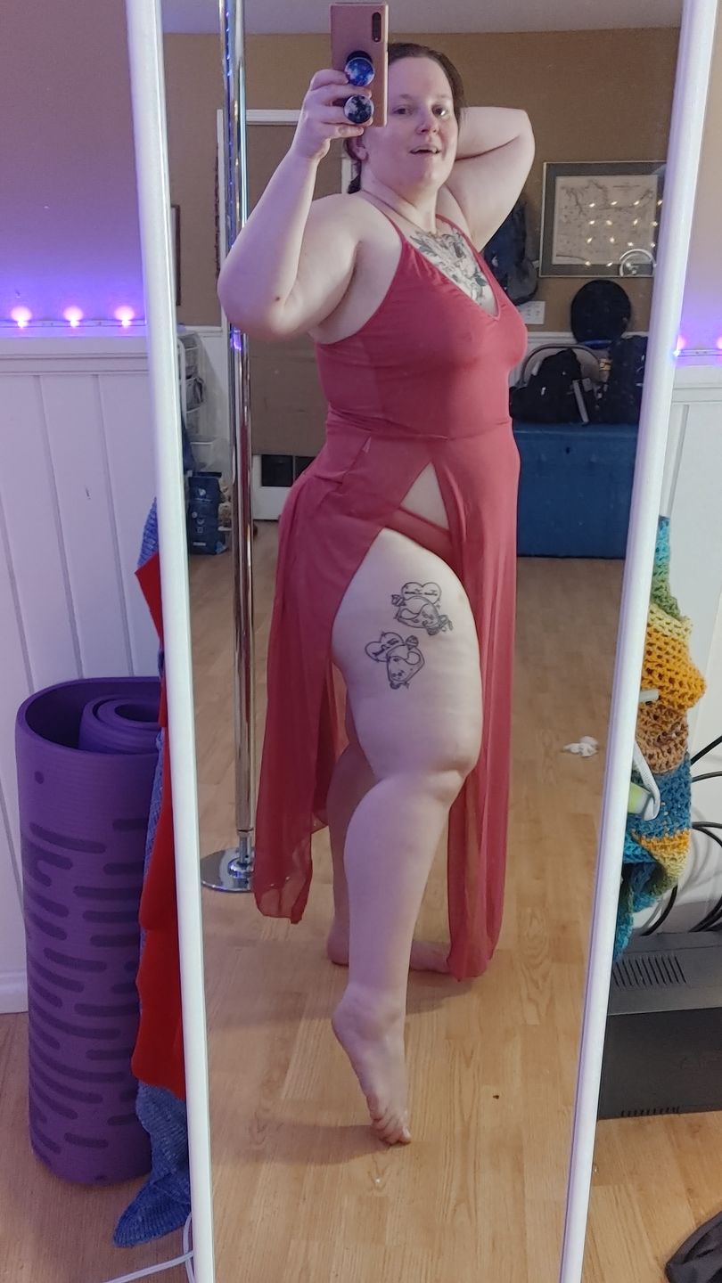 Customer photo review of Hot Red Sparkle Chainmail Dress