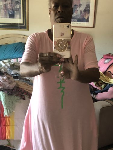 Customer photo review of Logo Asymmetric Tee Dress