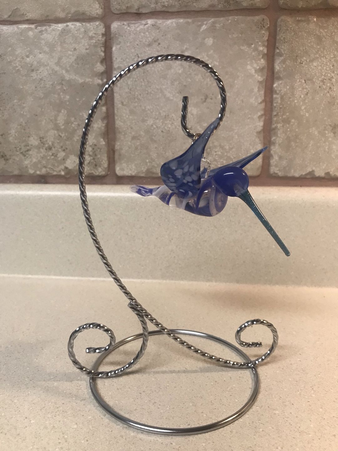 Customer photo review of Blue Glass Hummingbird with Infused Ash