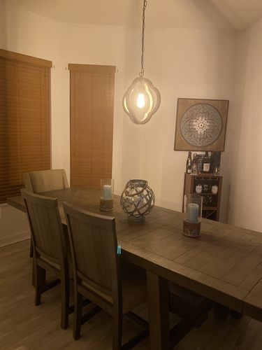 Customer photo review of Farmhouse Wooden Geometric Beam Pendant