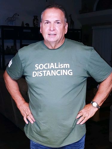 Customer photo review of Socialism Distancing Mens Apparel