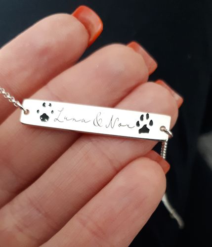 Customer photo review of Custom Paw Bar Bracelet