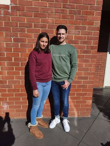 Customer photo review of Fleece Logo Crew Green