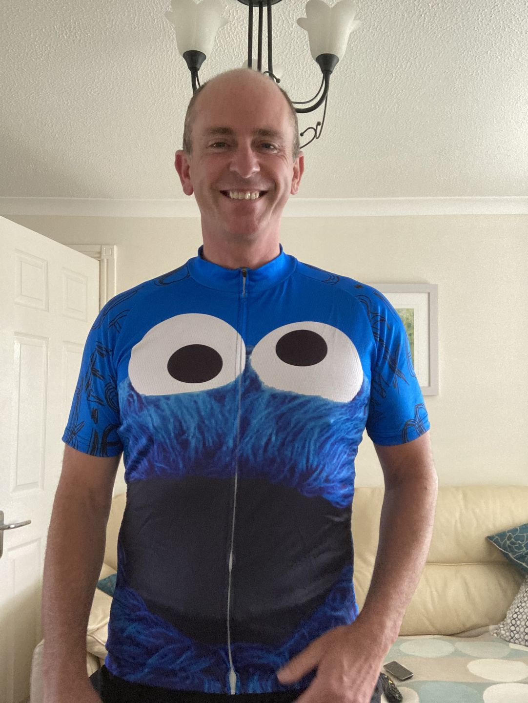 Customer photo review of Cookie Monster - Ride, Bike, Eat Cookie! Cycling Jersey