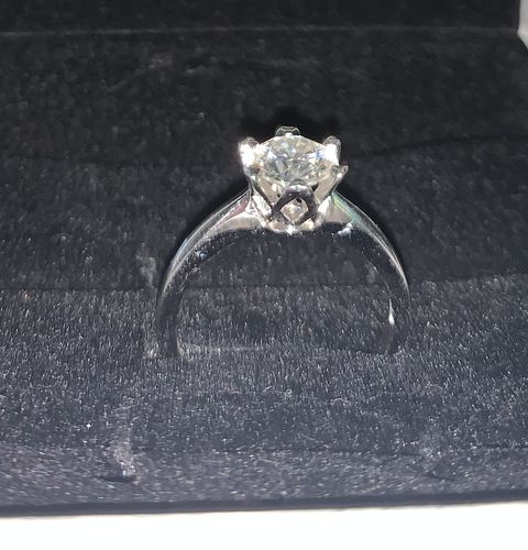 Customer photo review of Classic Solitaire Round Cut Moissanite Sterling Silver Ring
