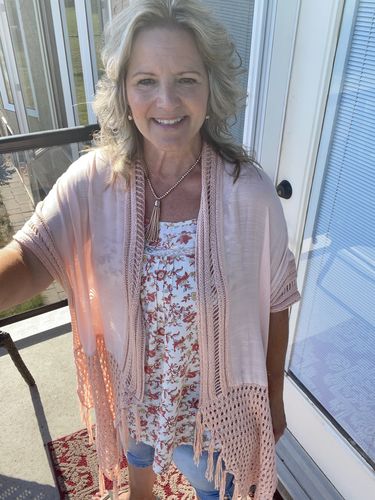Customer photo review of My Cozy Crochet Cardigan (Blush)