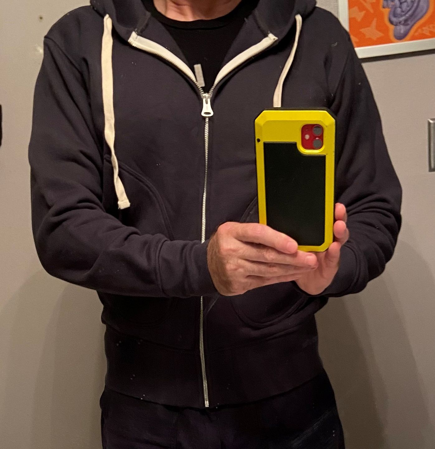 Customer photo review of 17.5 oz Terry Cloth Full-Zip Hoodie - Brick Red