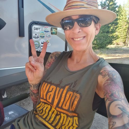 Customer photo review of Waylon Jennings Cactus Womens Muscle Tank