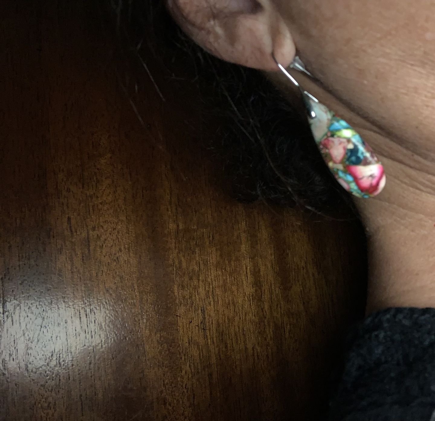 Customer photo review of Intense Jasper Teardrop Earrings