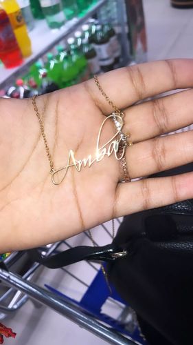 Customer photo review of Script Name Necklace